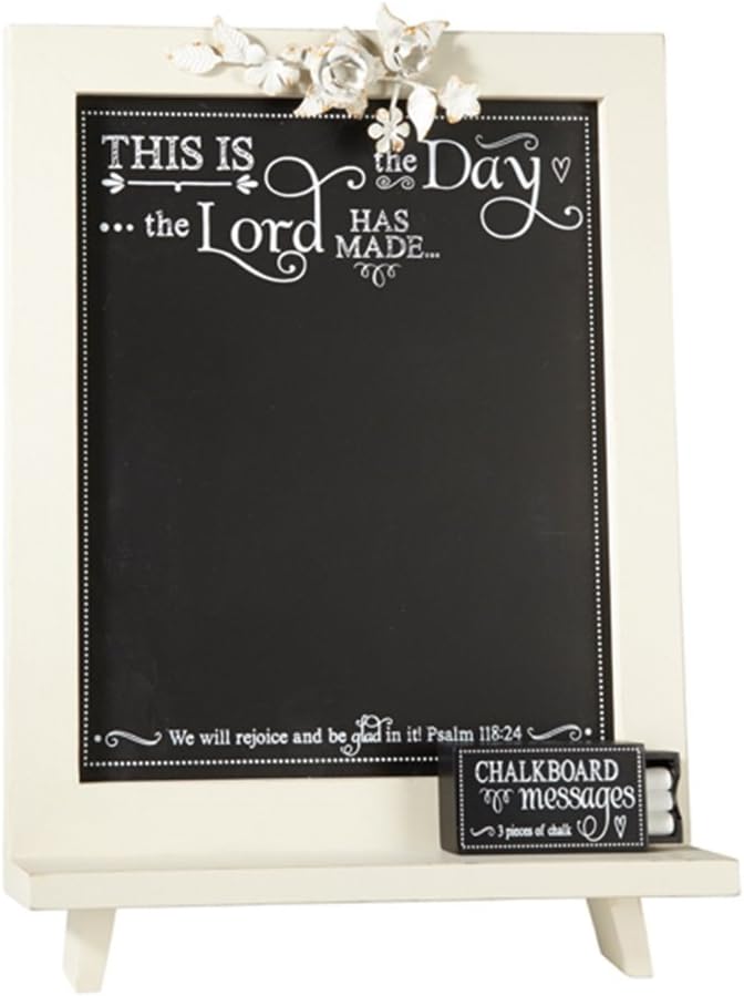 Heartfelt Collection Framed Chalkboard Message Board with Christian Verse, This is the Day, 18 Inch