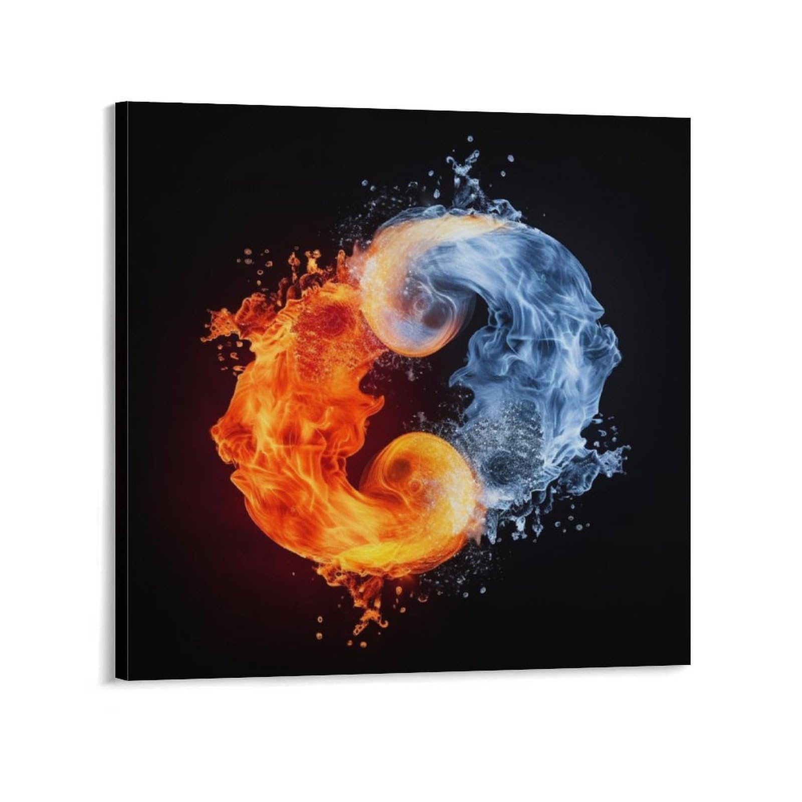 NTVOWPZO Yin Yang Fire Water Canvas Wall Art for Bedroom 12x12inch Canvas Prints Artwork for Walls Modern Picture Artwork Painting for Living Room Aesthetic Wall Paintings for Bathroom Kitchen Office