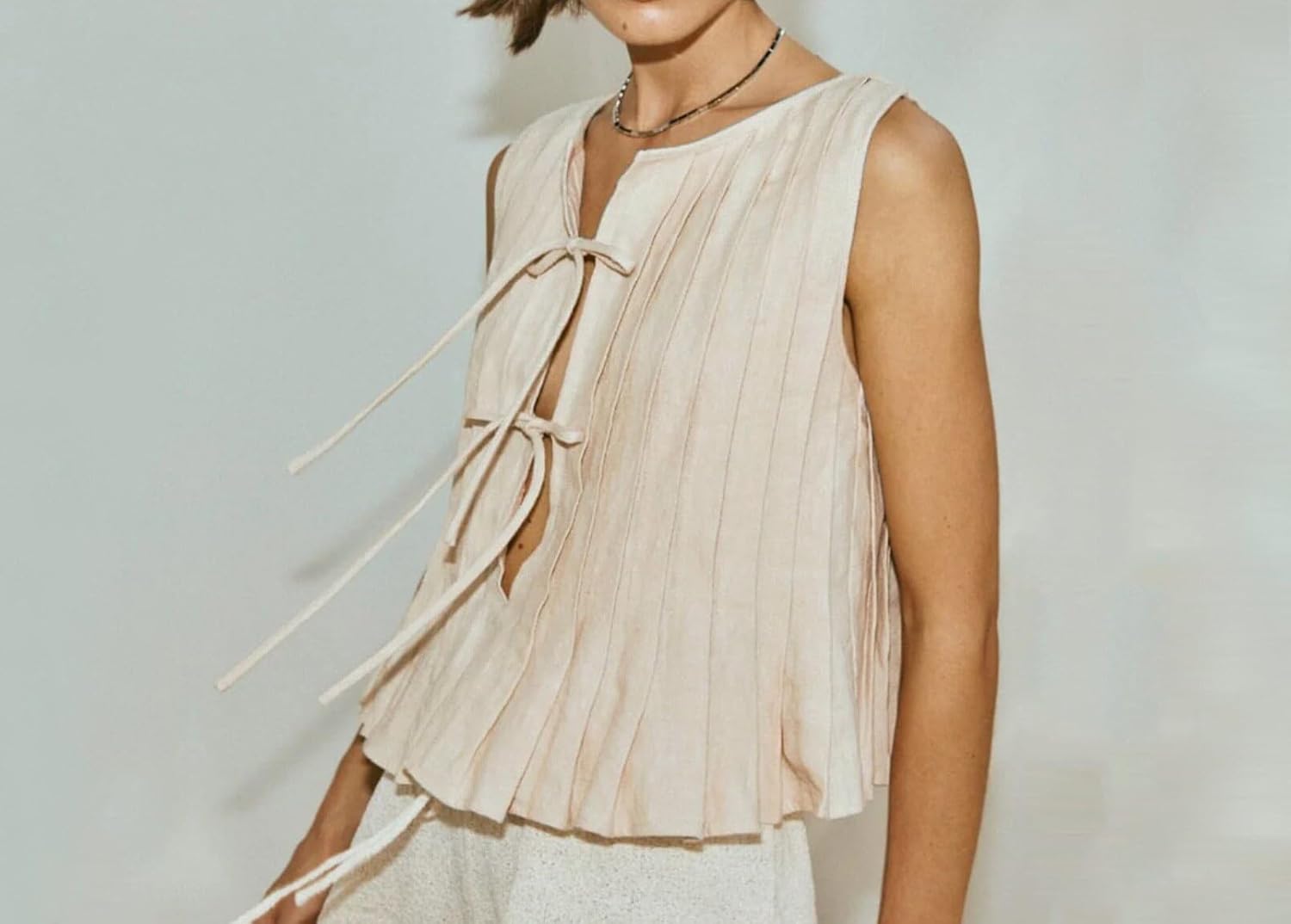 Women Y2K Tie Up Peplum Tank Tops Open Front Sleeveless Ruffle Hem Babydoll Shirts Summer Cute Going Out Vest Tops - Image 2