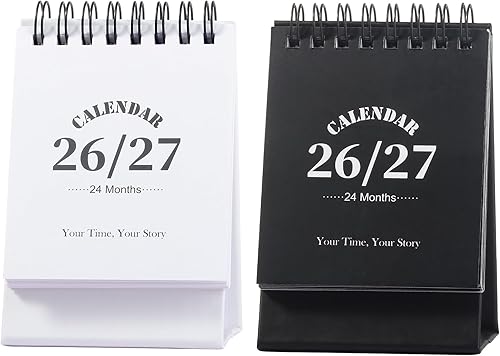 Miniatura 13 de Calendario de escritorio 2026-2027, calendario de 2 años desde enero de 2026 hasta diciembre de 2027, planificador mensual de mesa con calcomanías