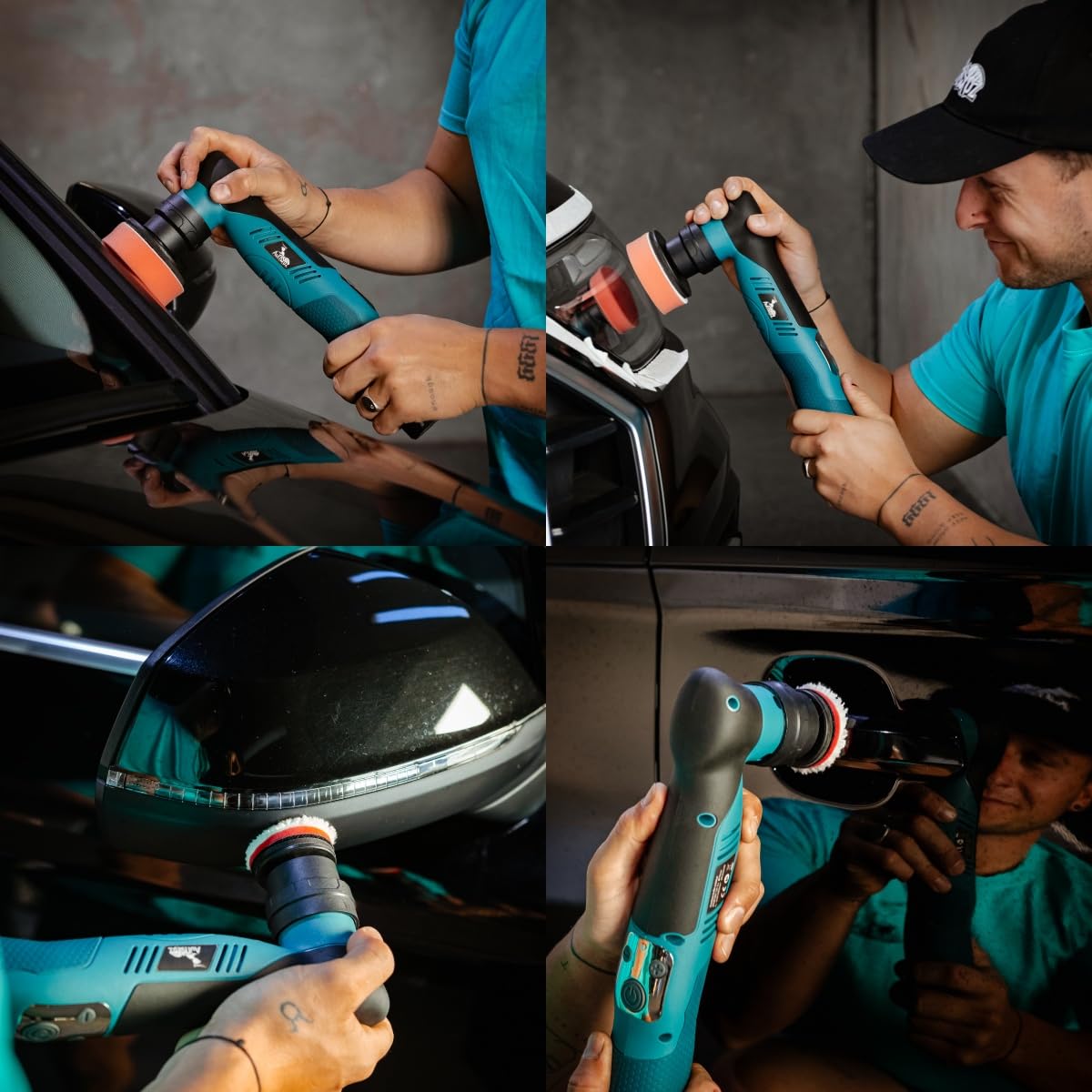 AUTIWOZ Akku Poliermaschine auto, Mini Poliermaschine für auto 30mm/75mm,Kratzerentfernung mit 12V 2.0Ah Li-Ion Akkus, 6 Geschwindigkeiten für Auto Detailing und Wachsen W62