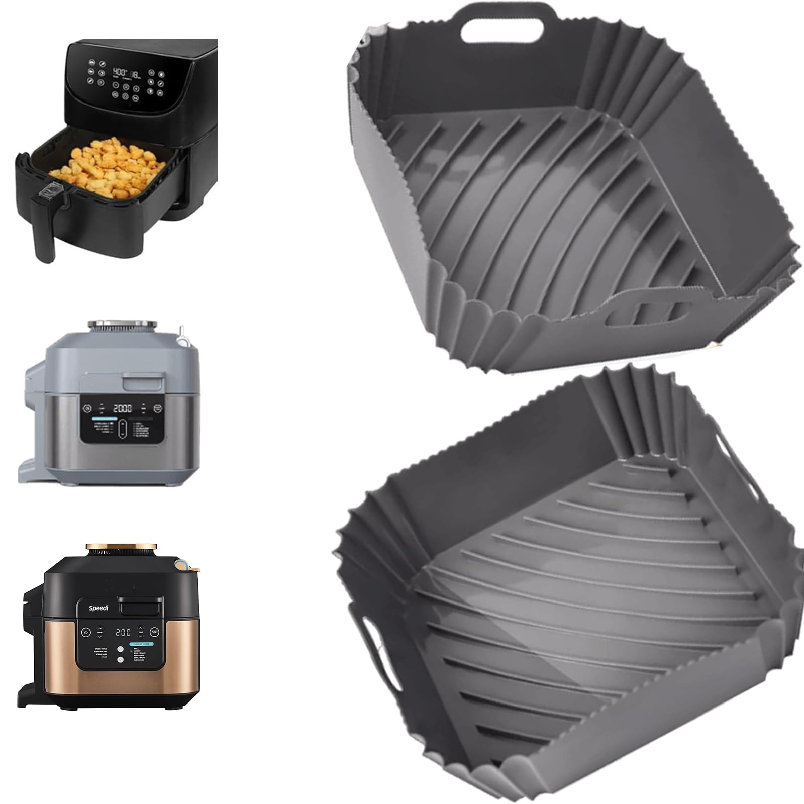 Air Fryer Silicone Liners for Ninja SF301 SF303CO Speedi for Ninja AG301 AF141 AF181, Liners for COSORI 6-Qt Instant Vortex,TOWER, Tefal Air fryer 2PCS Air Fryer Silicone Pot for ON400UKCP