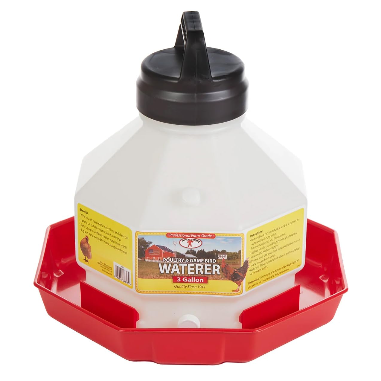 Little Giant Plastic Poultry Waterer 3 Gallon