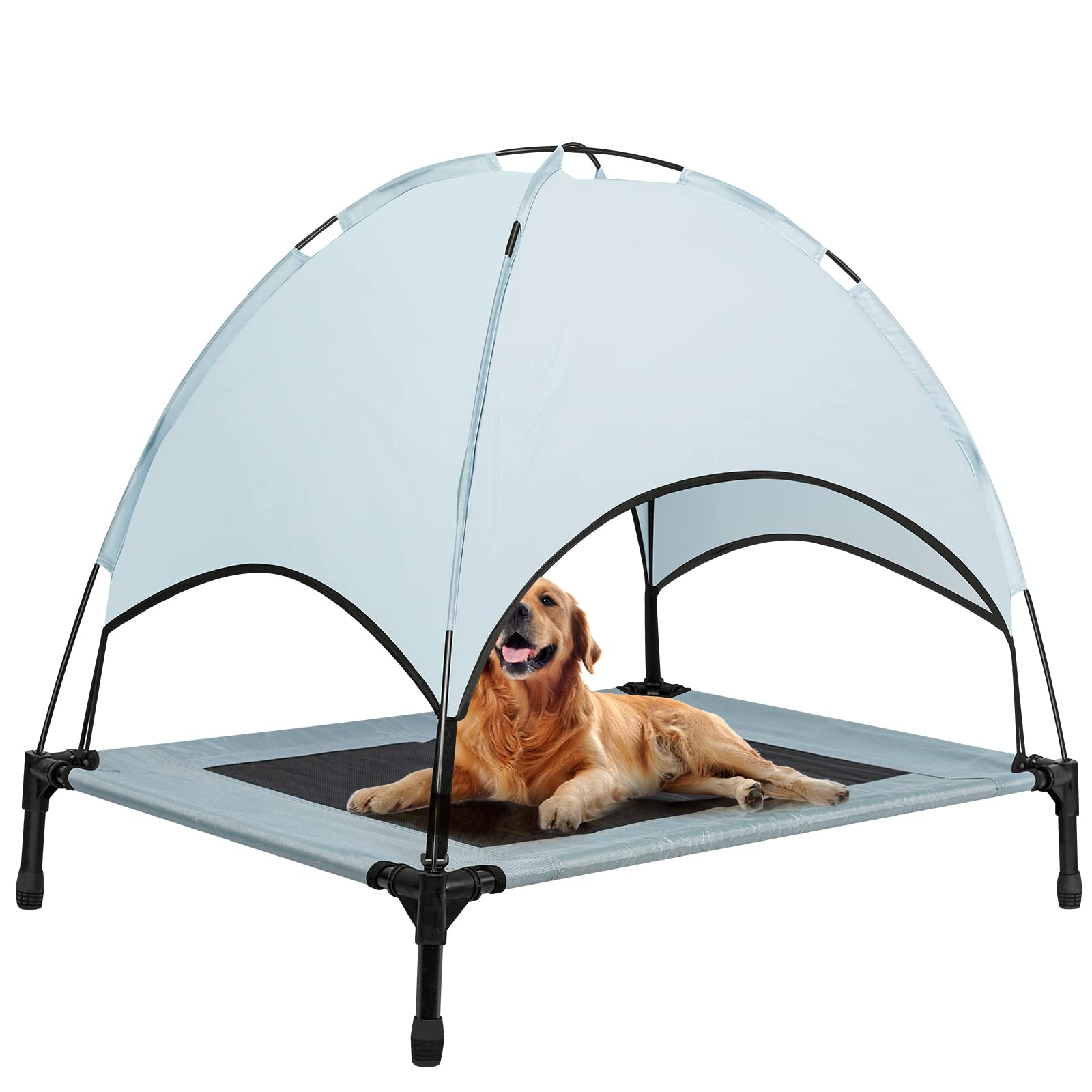 outdoor dog bed with shade canopy