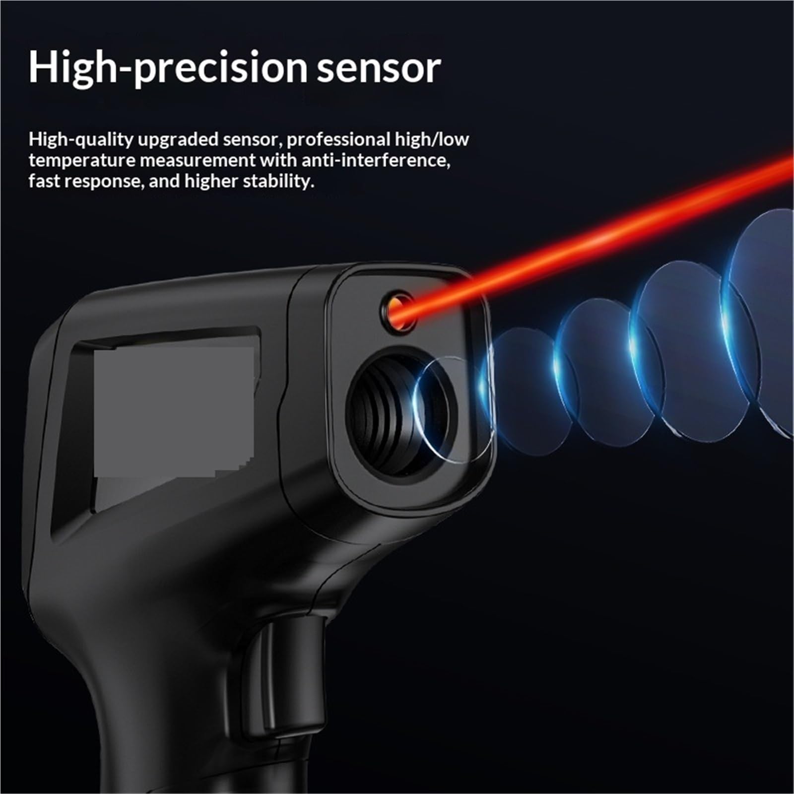 Thermomètre Infrarouge Laser, 50~600 ℃ Thermomètre Numérique Infrarouge Pyromètre Sans Contact Hygromètre De Cuisine pour Cuisine Cuisson, Industrie