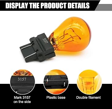 UGSHY 10 PCS Car 3157 Halogen Bulb, 12V 21/5W Plug-in Quartz Glass Brake Bulb, Shock-resistant Filament Turn Signal Side Marker Tail Light, Universal Standard Bulb Replacement for Cars (Amber)