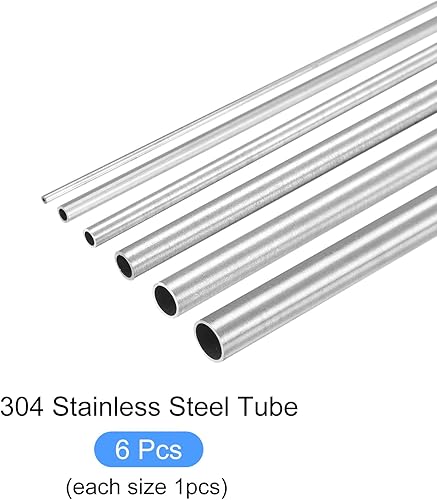 Miniatura 5 de METALLIXITY Tubo de acero inoxidable 304 (0.039in-0.236in de diámetro exterior x 0.012in0.016in de alto x 11.811in de largo), 6 piezas en 1 juego,