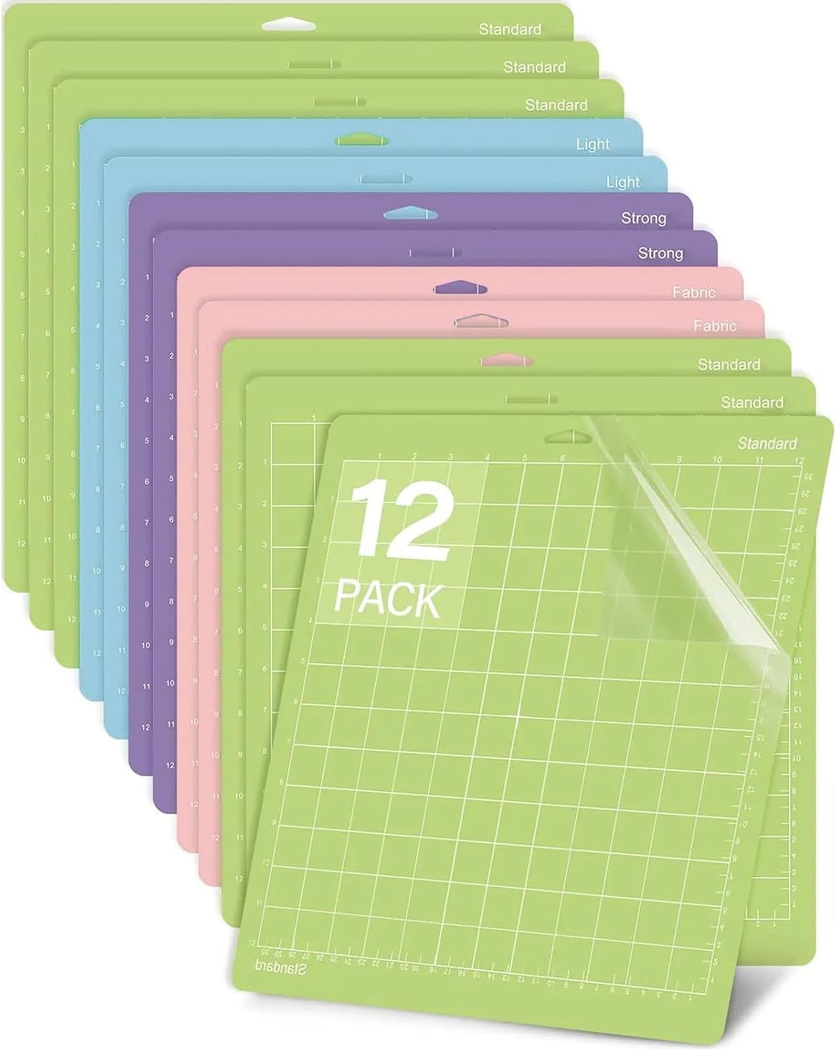 Cutting Mats for Cricut Maker/Maker 3/Explore 3/Air/Air 2, Variety Adhesive Replacement Cut Mats compatible with Cricut Machines (12 * 12 12pack, Variety)