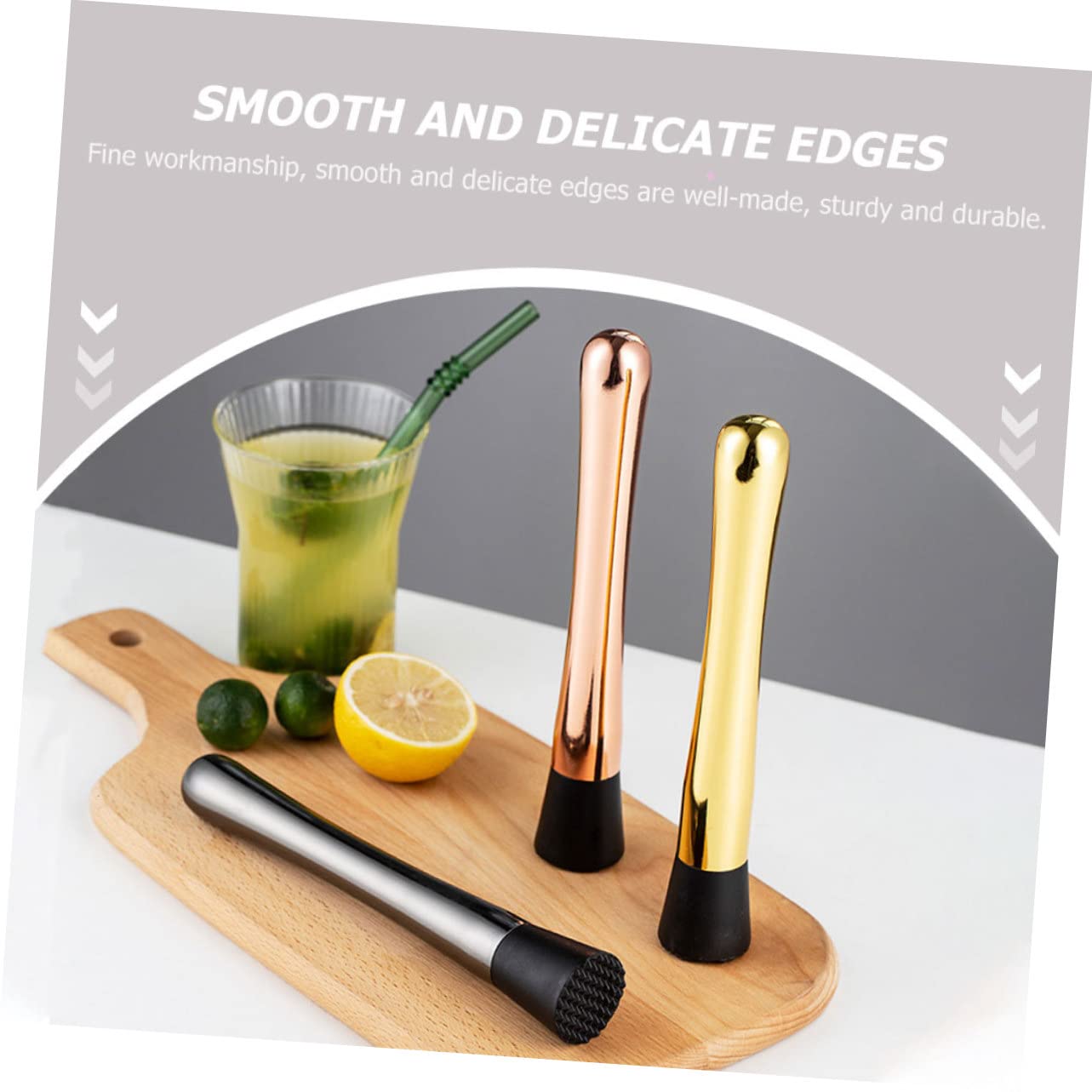 COLLBATH Crushed Popsicles Handy Cocktail Muddler Drink Shakers Cocktail Mojitos Muddler Bar Muddler Tool DIY Muddler Fruit Cocktail Bar Spoon Cocktail Stick Drink Mixer Kit Stainless Steel