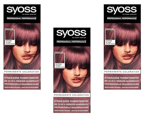 3x Syoss Permanente Coloration Pantone 18-3530 Lavender Crystal 80% weniger Haarbruch(3 x 115 ml), (3er Pack)
