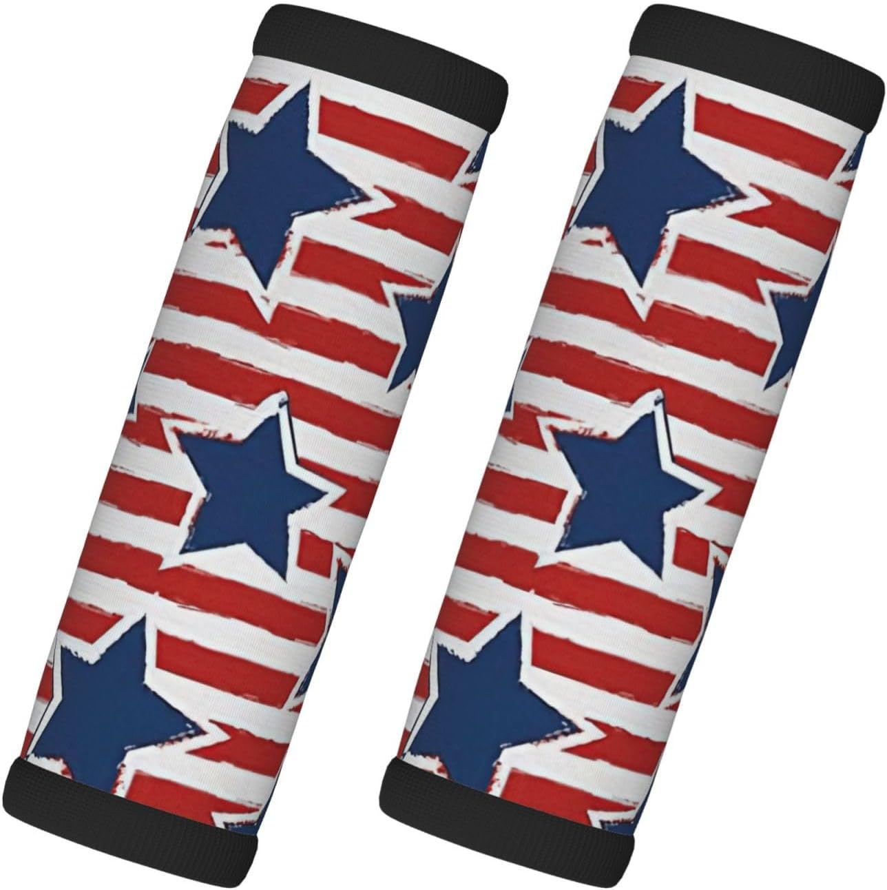 Red White Star Stripe Flag Print Luggage Handle Wraps Luggage Identifiers Soft Neoprene Luggage Handle Wraps for Suitcase Trolley Handle Grip Cover 2 Pack Luggage Tags