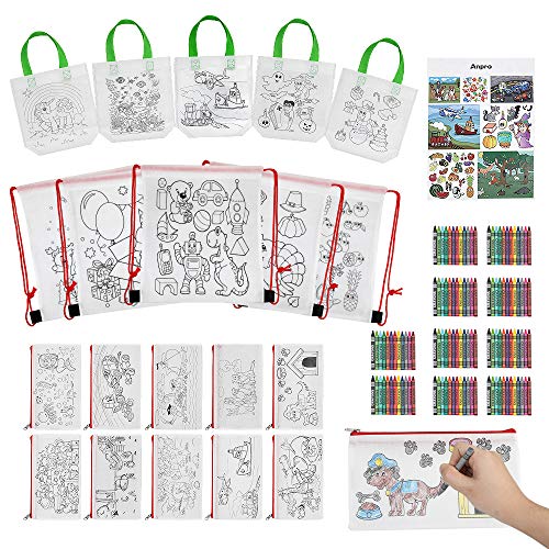 Anpro Bolsas para Colorear 5 PCS Mochilas para  10 Bolígrafo de Asas Cajas Lápices