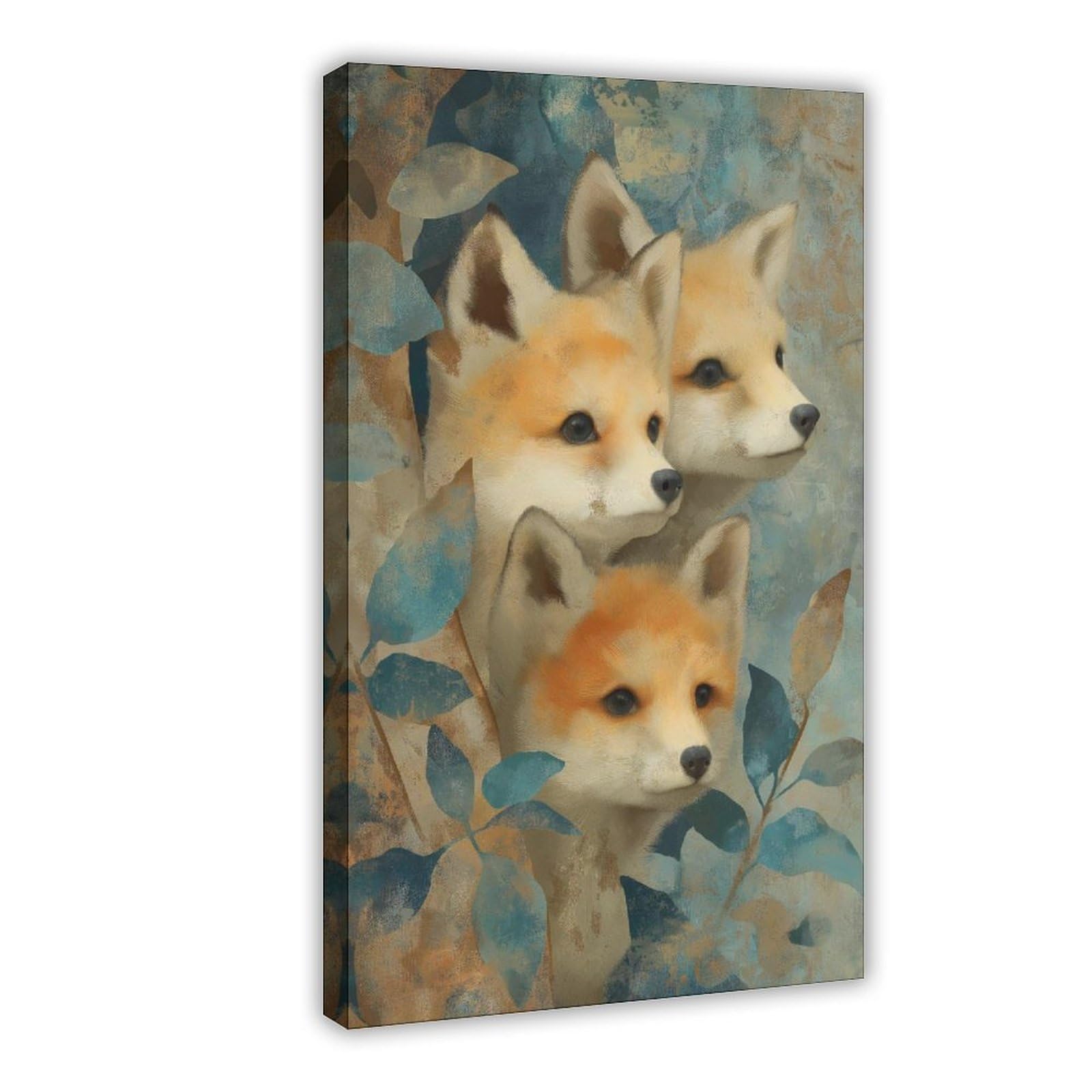 YWTJAX Fox Family Woodland Poster Canvas Poster for Living Room Decor Gift