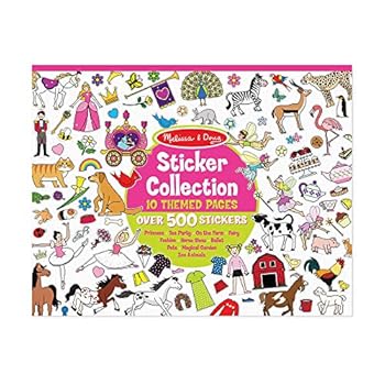 Melissa & Doug Sticker Collection Book; Arts & Crafts; Princesses, Tea Party, Animals, and More; 500+ Sticker Animals; 14” H x 11” W x 0.2” L