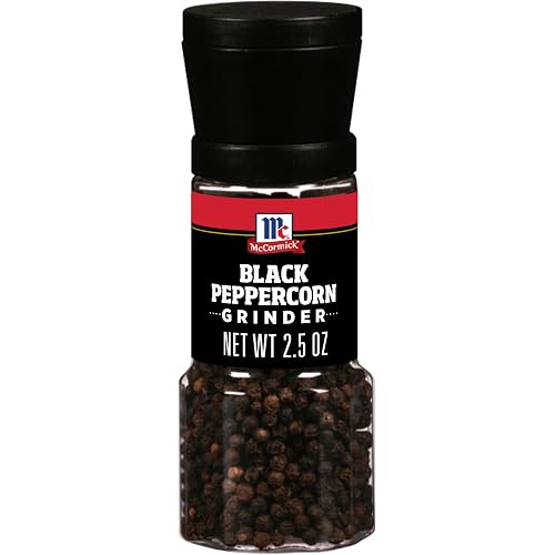 McCormick Black Peppercorn Grinder, For Freshly Ground Pepper While Cooking & Tableside, 2.5 oz