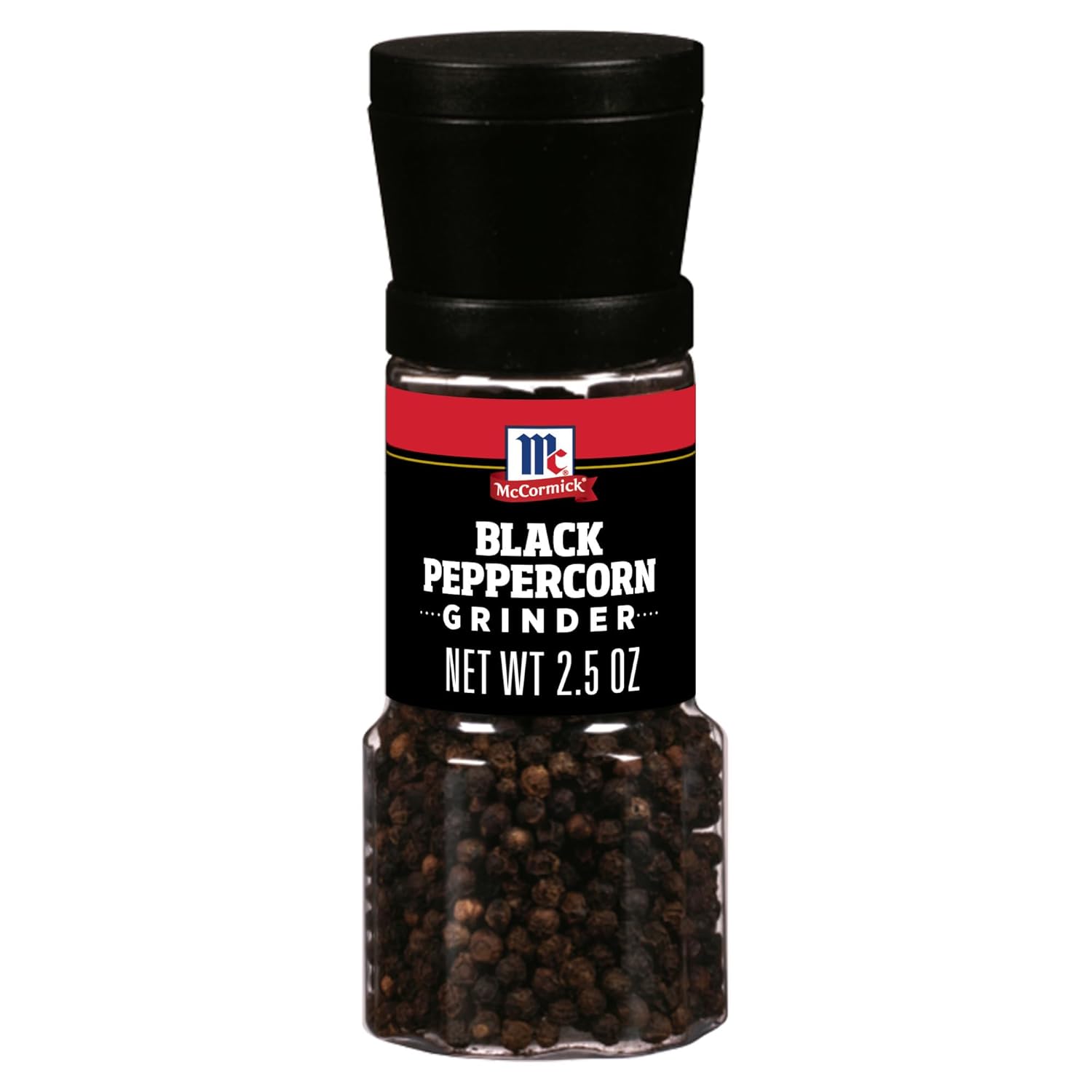 McCormick Black Peppercorn Grinder 2.5 oz - Fresh Ground Adjustable Black Pepper for Bold Flavor