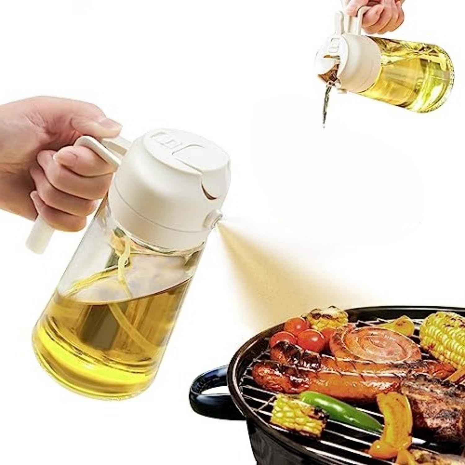 Oil Dispenser Glass Bottle for Cooking 2 in 1 Olive Oil Sprayer 16oz/470ml Kitchen Tool with Pourer, Food-grade for Cooking, Air Fryer, Salad, BBQ.470ml Olive Oil Sprayer (White) Oil Dispenser Glass Bottle for Cooking 2 in 1 Olive Oil Sprayer 16oz/470ml Kitchen Tool with Pourer, Food-grade for Cooking, Air Fryer, Salad, BBQ.470ml Olive Oil Sprayer (White)