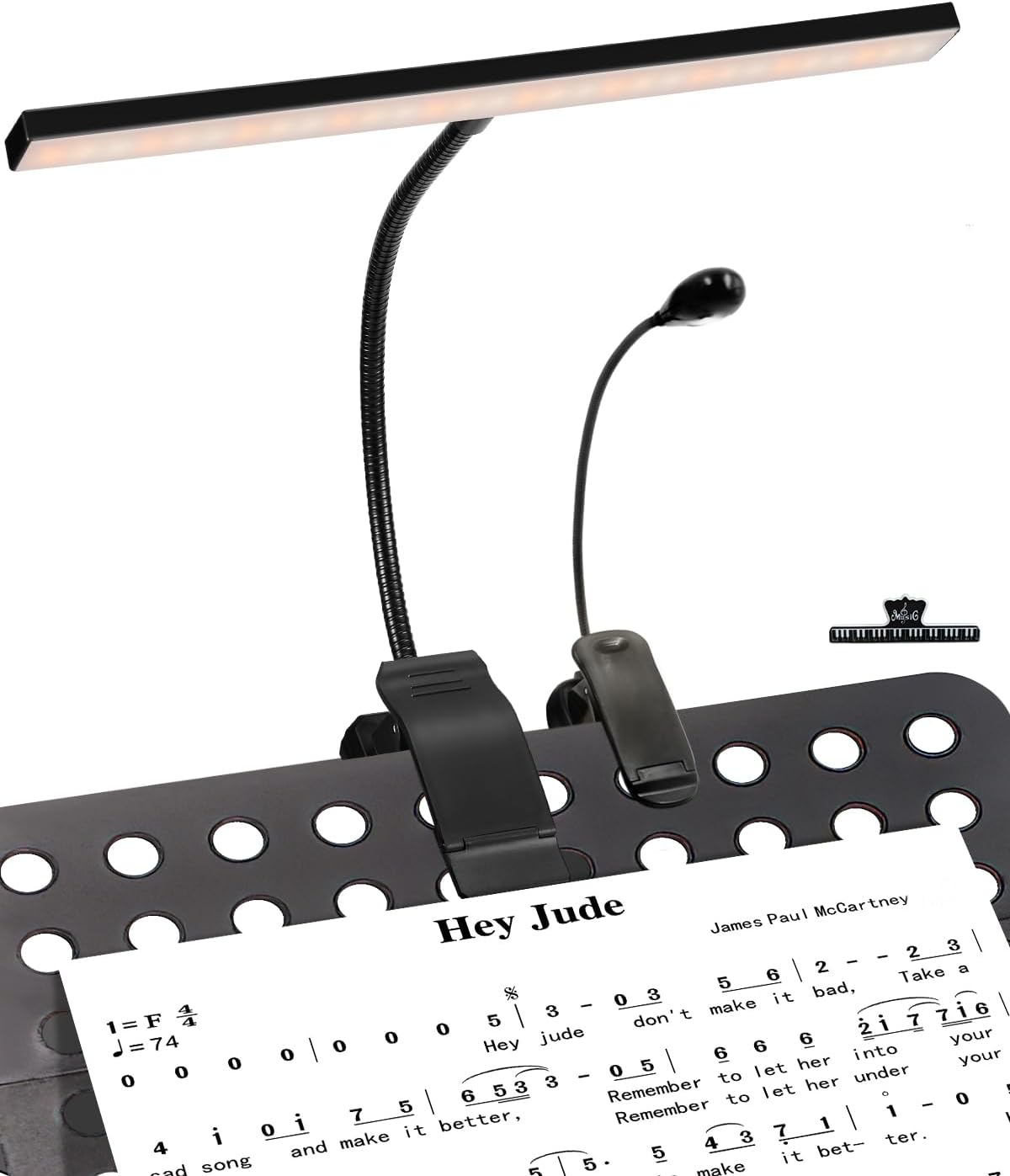 30 Led Piano Lamp Music Stand Light, Book Light Eye-Caring Clip-On Rechargeable Piano Light, 360 Gooseneck Adjustable Piano Lamp,4 Color& 3 Brightness, Wide Illumination Area, Perfect for Musician