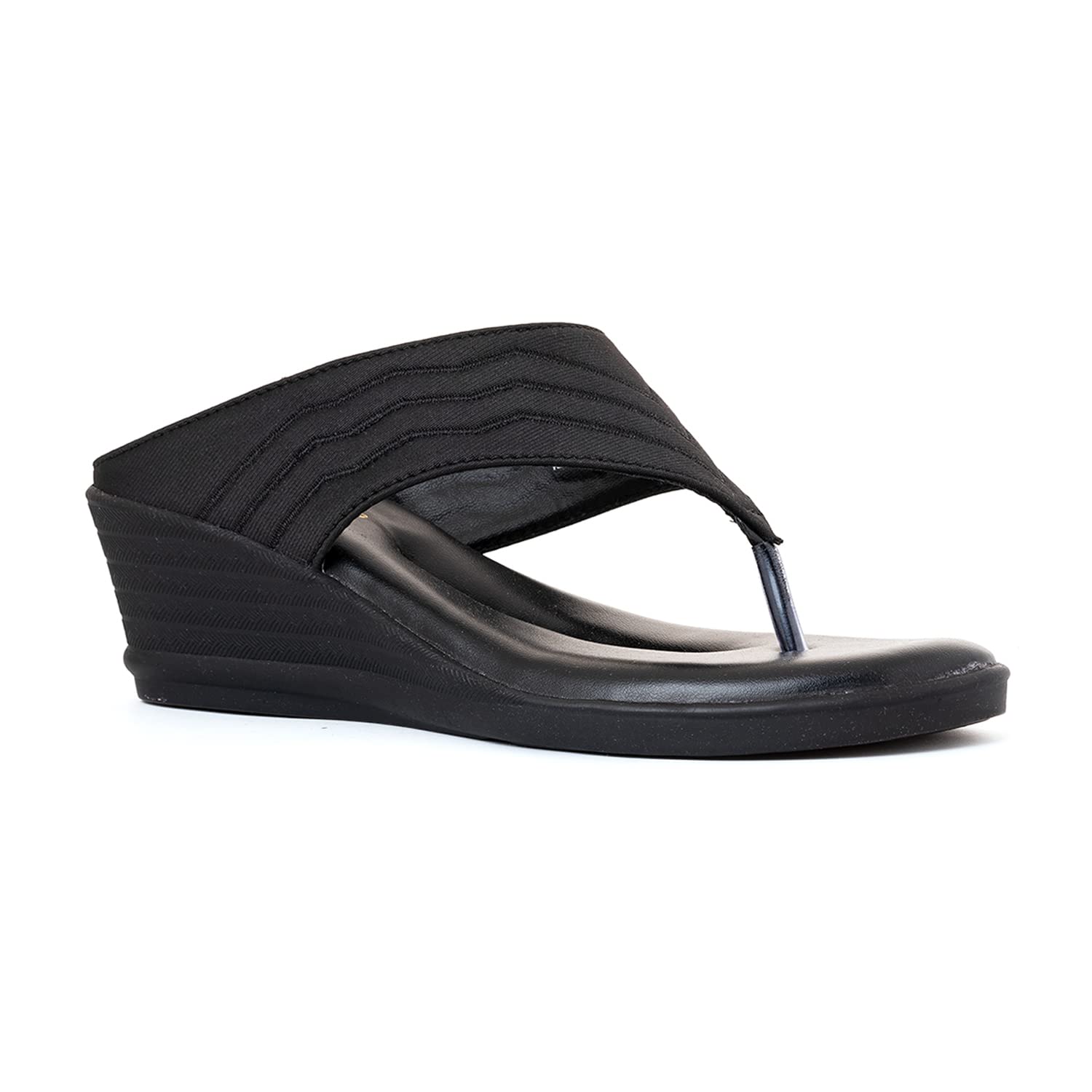Khadims Black Wedge Heel Slip On Sandal for Women (5150636) (B0CX5G9MP2) Amazon Price History, Amazon Price Tracker