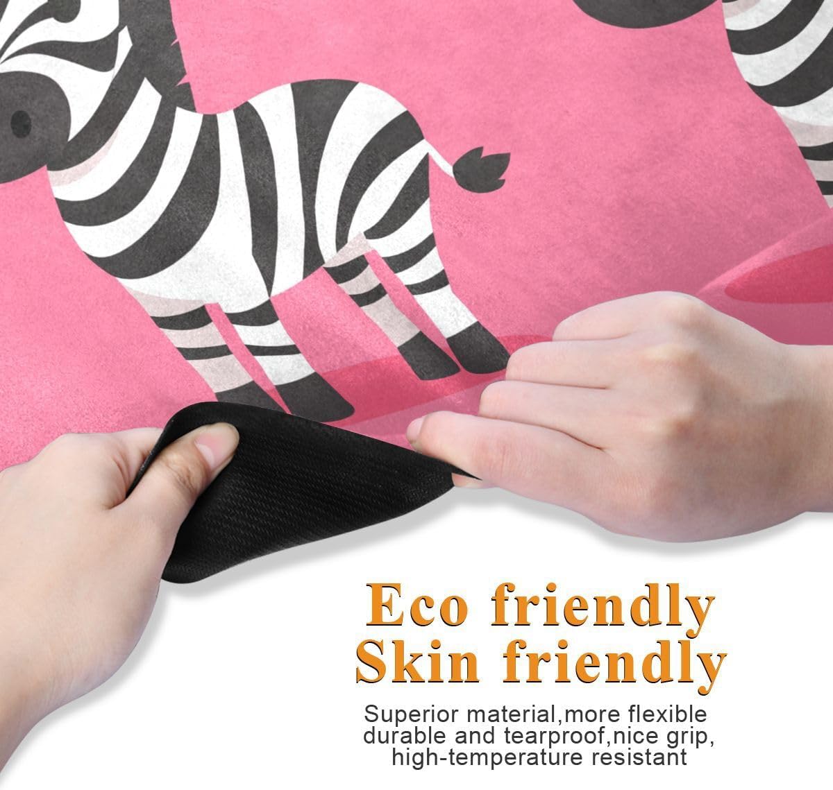 ALAZA Zebra Cartoon on Pink Yoga Mat Non Slip Fitness Exercise Mat, Workout Mat for Yoga, Pilates and Floor Exercises