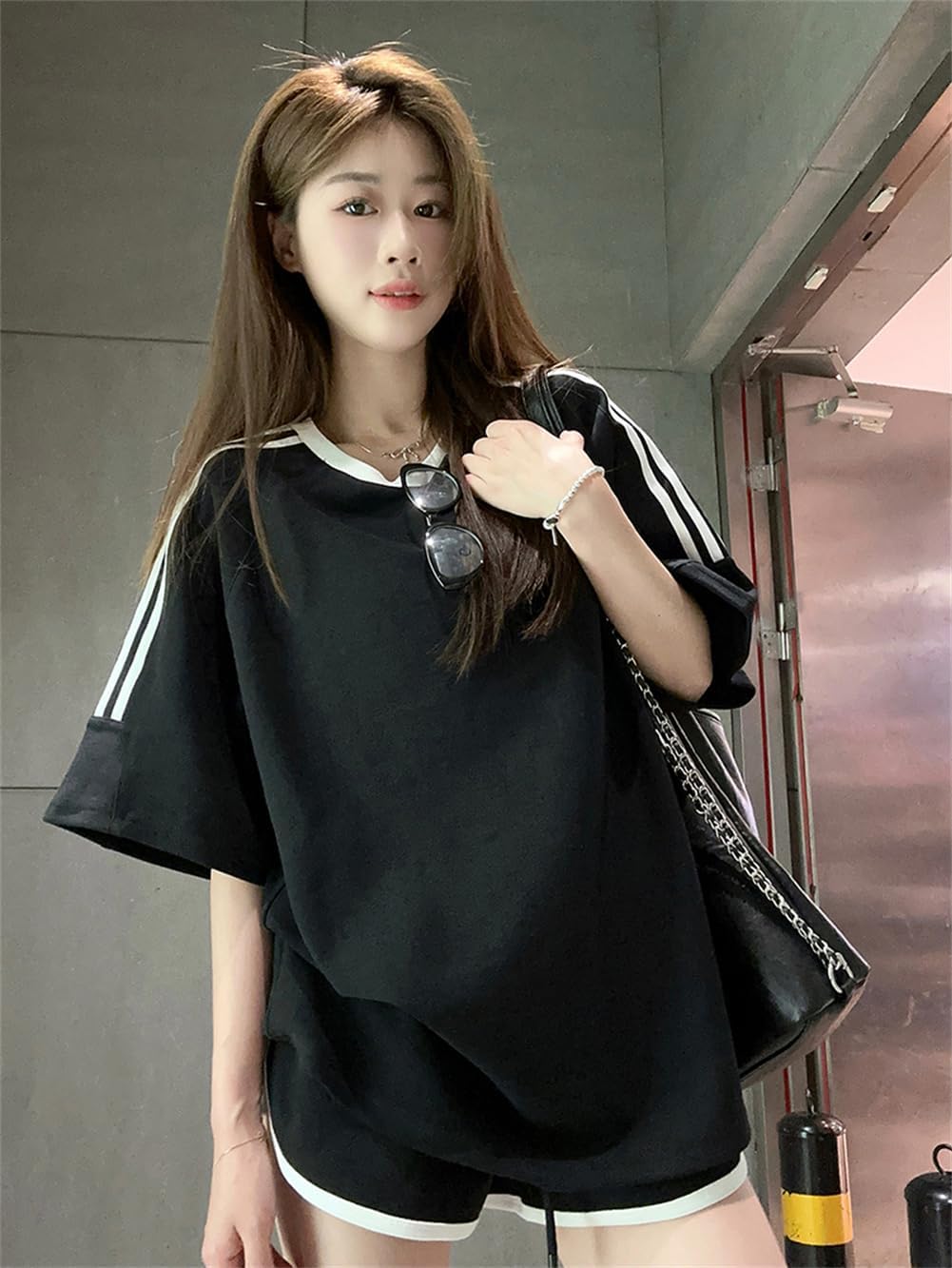 [ＺＨＯＵＳＲＧ] ジャージ セットアップ 半袖Tシャツ ショートパンツ レディース サイドライン 短パン 上下セット 2点セット