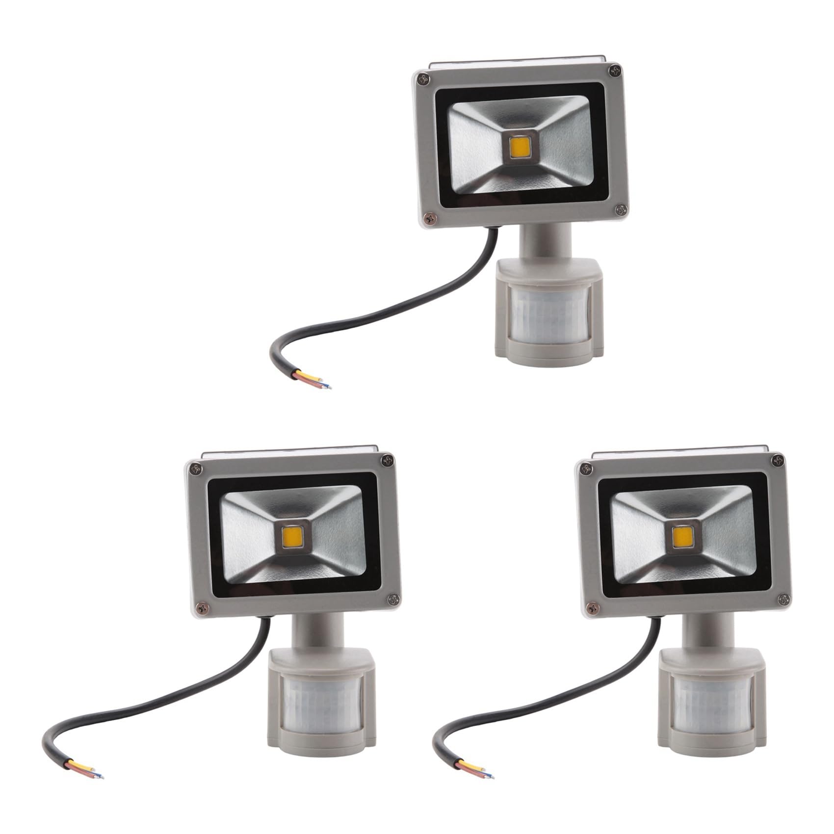 Hndhbfgrt 3X Warm White LED Spotlight Floodlight Spotlight Floodlight with LED Lighting and PIR Motion Sensor (10)