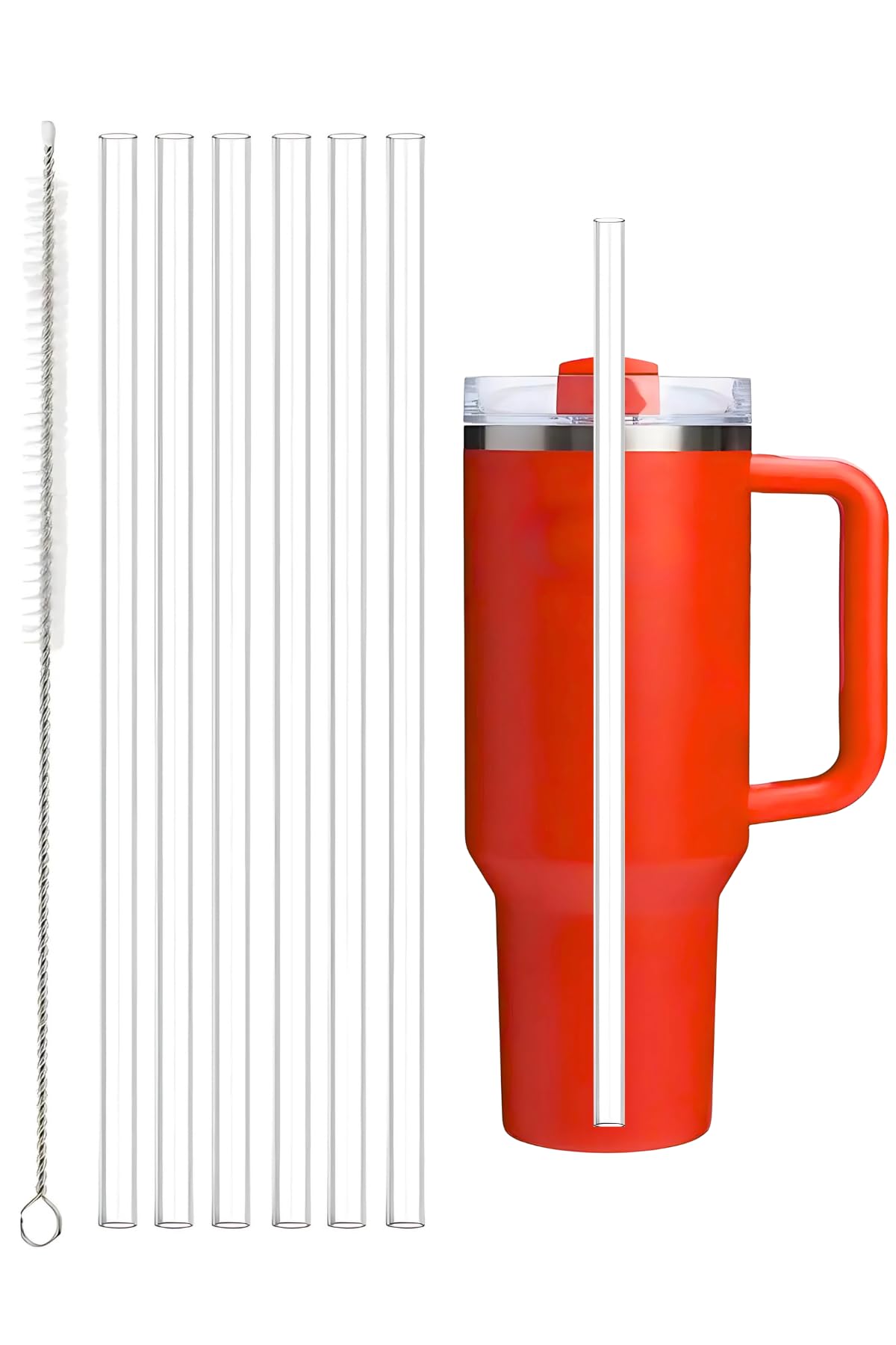 Yenigeldi Stanley Quencher 30/40 Oz Uyumlu Yedek Pipet Seti, 12 Adet Pipet ve 1 Temizleme Fırçası, BPA İçermeyen