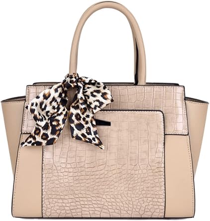 Womens Crocodile Pattern Tote Bag with Bow Wings Handbag Crossbody Bags