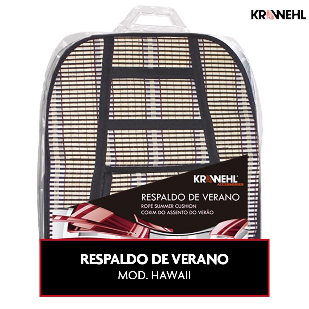 Krawehl - Respaldo para el Asiento del Coche - Respaldo de Verano - Evita el Sudor - Máxima Comodidad - Fabricado en Fibra Vegetal - Compatible con Todos los Asientos - Bambú y Negro