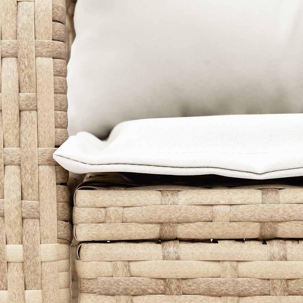 Silla mecedora de jardín beige, ratán sintético, acero, 67x75x75 cm, resistente a UVA, capacidad 110 kg