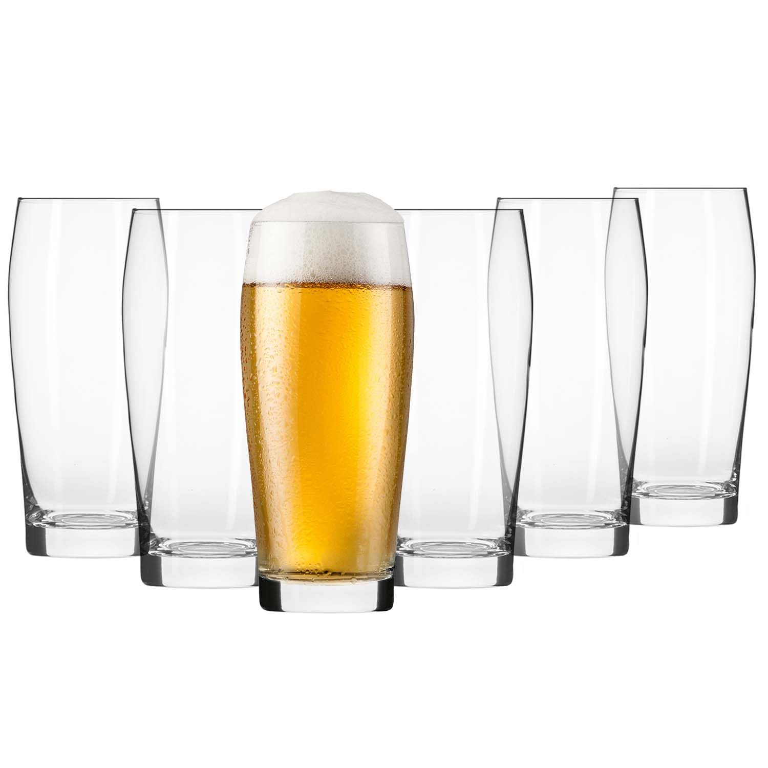 Krosno – Biergläser 570 ml (Nutzvolumen 500 ml) – 6er Set – Chill Kollektion – Klassische Form, Dickes Glas, Bleifreies Kristallglas