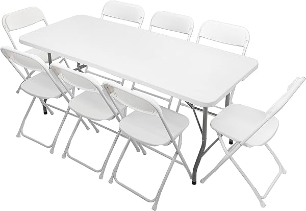 VINGLI 6FT Folding Table Set with 8 Chairs