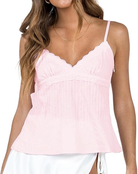Seyurigaoka Women Babydoll Tank Tops Y2k Spaghetti Strap
