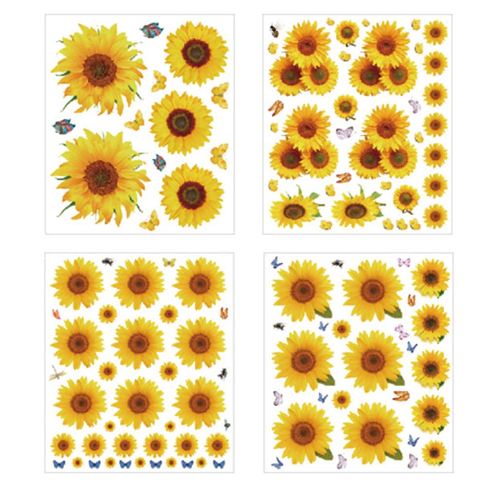 Stickers Muraux Fleurs Noir Et Blanc - Coquelicots, Tournesols | Déco Chambre, Salon | Wondever 9 Feuilles