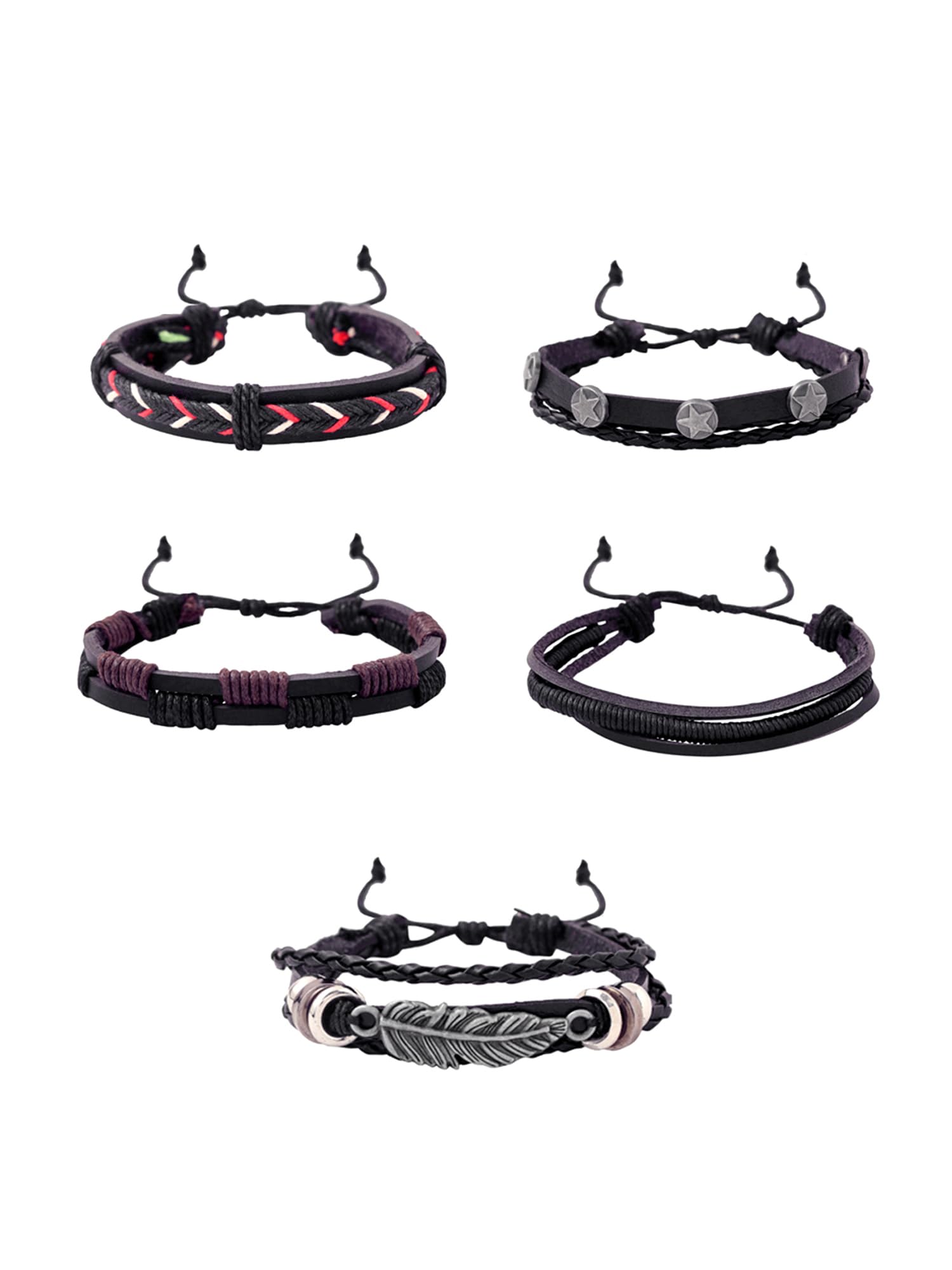 Yellow Chimes Combo Leather Wraps Casual Latest Trend Multi Strand Wrist Bracelets for Men and Women (Unisex)