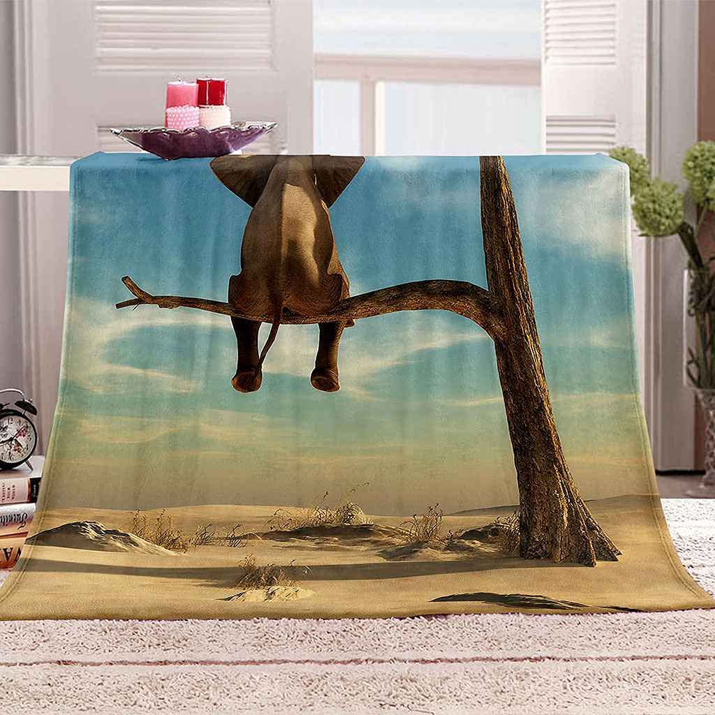 Couverture polaire éléphant chaude et douce en microfibre toutes saisons