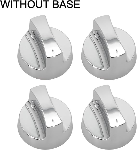 Gas Grill Control Knobs 4 Pack 58mm Electroplated Silver Plastic with Flat 8mm Core for Compatible Outdoor BBQ Replacement(Without base)