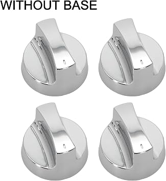 Gas Grill Control Knobs 4 Pack 58mm Electroplated Silver Plastic with Flat 8mm Core for Compatible Outdoor BBQ Replacement(Without base)