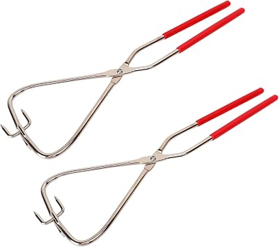 Dipping Tongs Glazing Tools, 2 Pcs Stainless Steel Dipping Tong Pottery Tools with Comfortable Red Rubber Handles Clay Sculpture Tongs Small Pliers for Pottery Polymer Clay Glaze, Clay Modeling