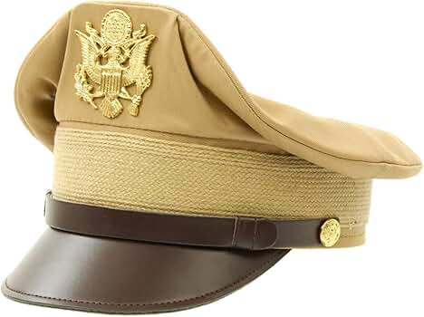 Amazon.com: U.S. WWII Officer Visor Crusher Cap: Summer (Khaki