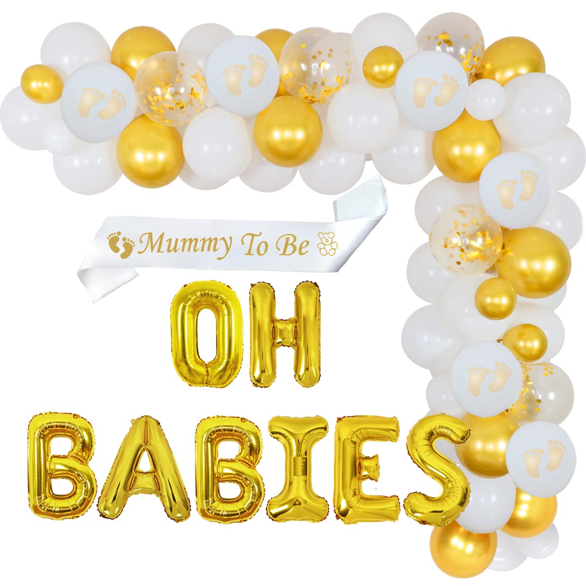 Twins Baby Shower Decorations Set Gold Theme Banner OH
