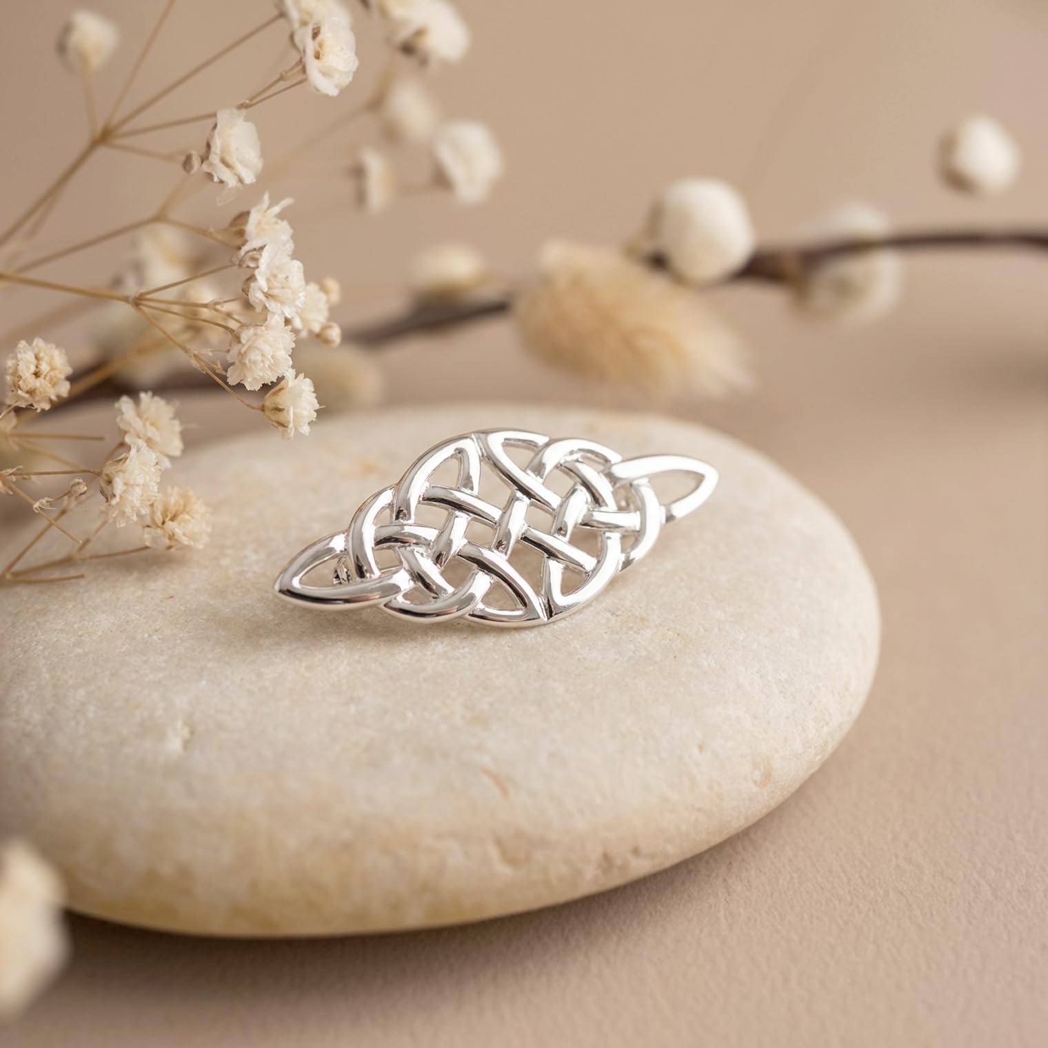 Alexander Castle 925 Sterling Silber Keltische Brosche für Frauen - Damen Brosche Pin mit Schmuck Geschenk Box - 48mm x 18mm