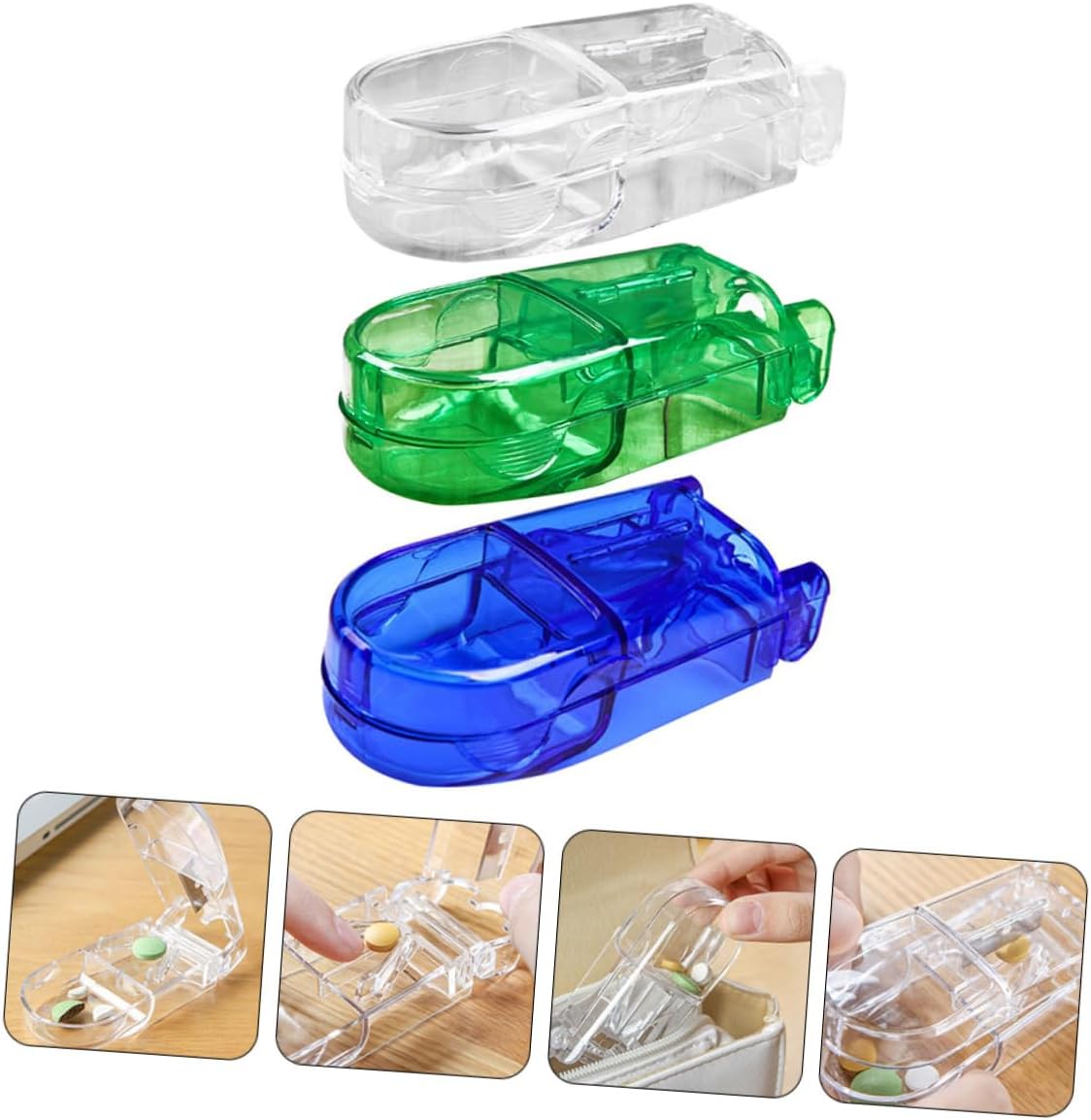 6pc Pill Box Splitter Multiple Pill Cutter Splitter Travel Cutter Divider Organizer