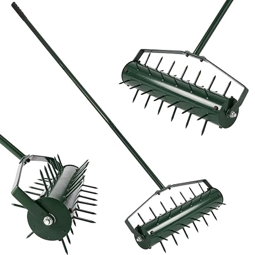 21" Rolling Lawn Aerator, Heavy-Duty Manual Aerator Tool with 2.2"