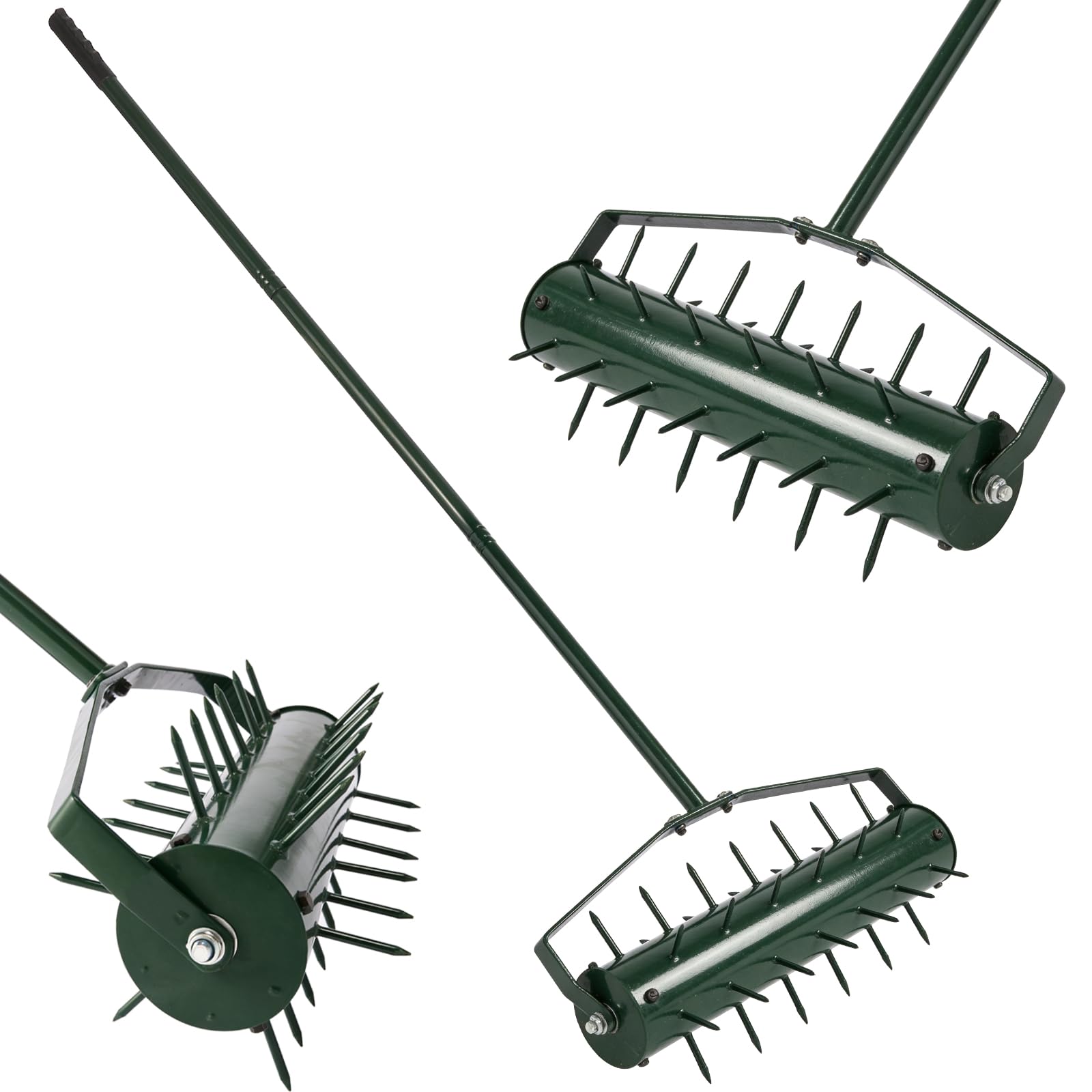 21" Rolling Lawn Aerator, Heavy-Duty Manual Aerator Tool with 2.2" Pre-Welded Penetrator Spikes and 50" Handle for Lawn Care, Grass Aeration for Patio, Garden, Yard, Cropland to Loose Soil