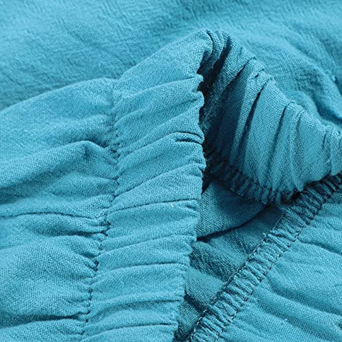 Image of Cotton Linen Capri Pants for Women 2025 Casual Printed Cropped Palazzo Pants Elastic Waist Lounge Baggy Trousers