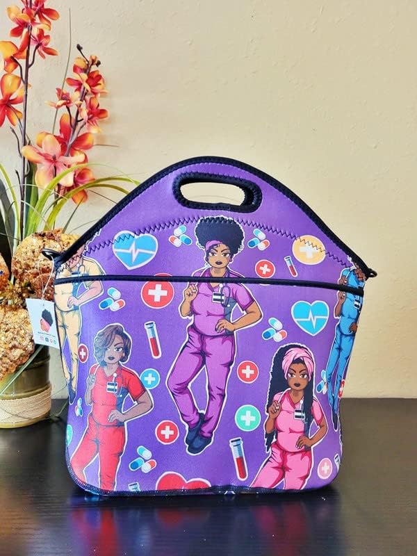 Miniatura 2 de Reflections By Zana Bolso grande del almuerzo de las mujeres afroamericanas del neopreno púrpura con la correa ajustable del hombro