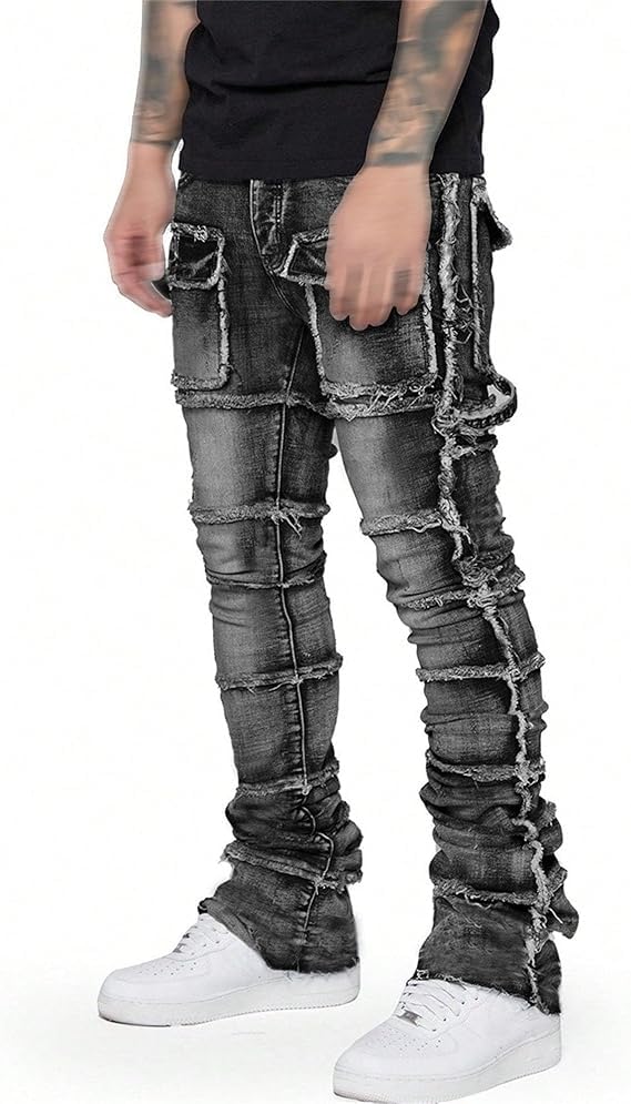 Maiyifu-GJ Men's Ripped Distressed Biker Jeans Slim Fit Straight Leg Denim Pants Fashion Stretch Skinny Jeans for Men3