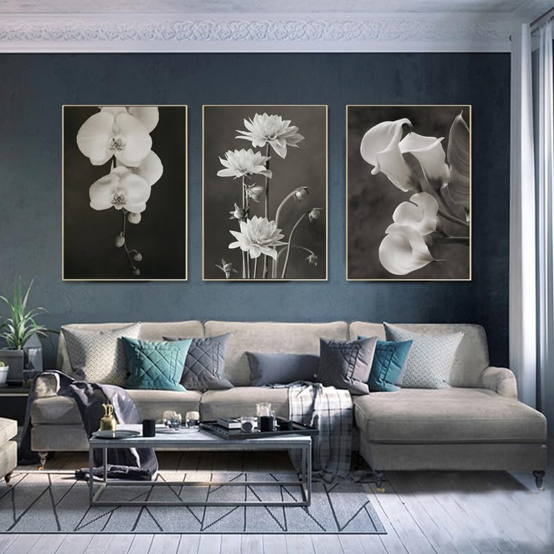 Póster de Flores Hermosas Solución Paredes Aburridas Arte Moderno Lienzo 3 Piezas 50x75