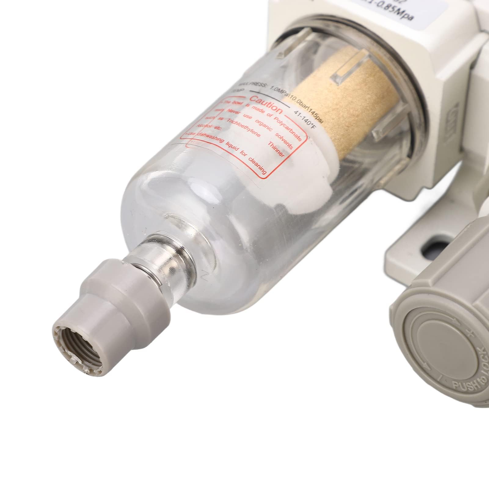 Separatore di olio per compressore con alloggiamento in lega di alluminio G1/4 pollici per strumenti pneumatici a lungo servizio, con regolazione della pressione e tazza di olio